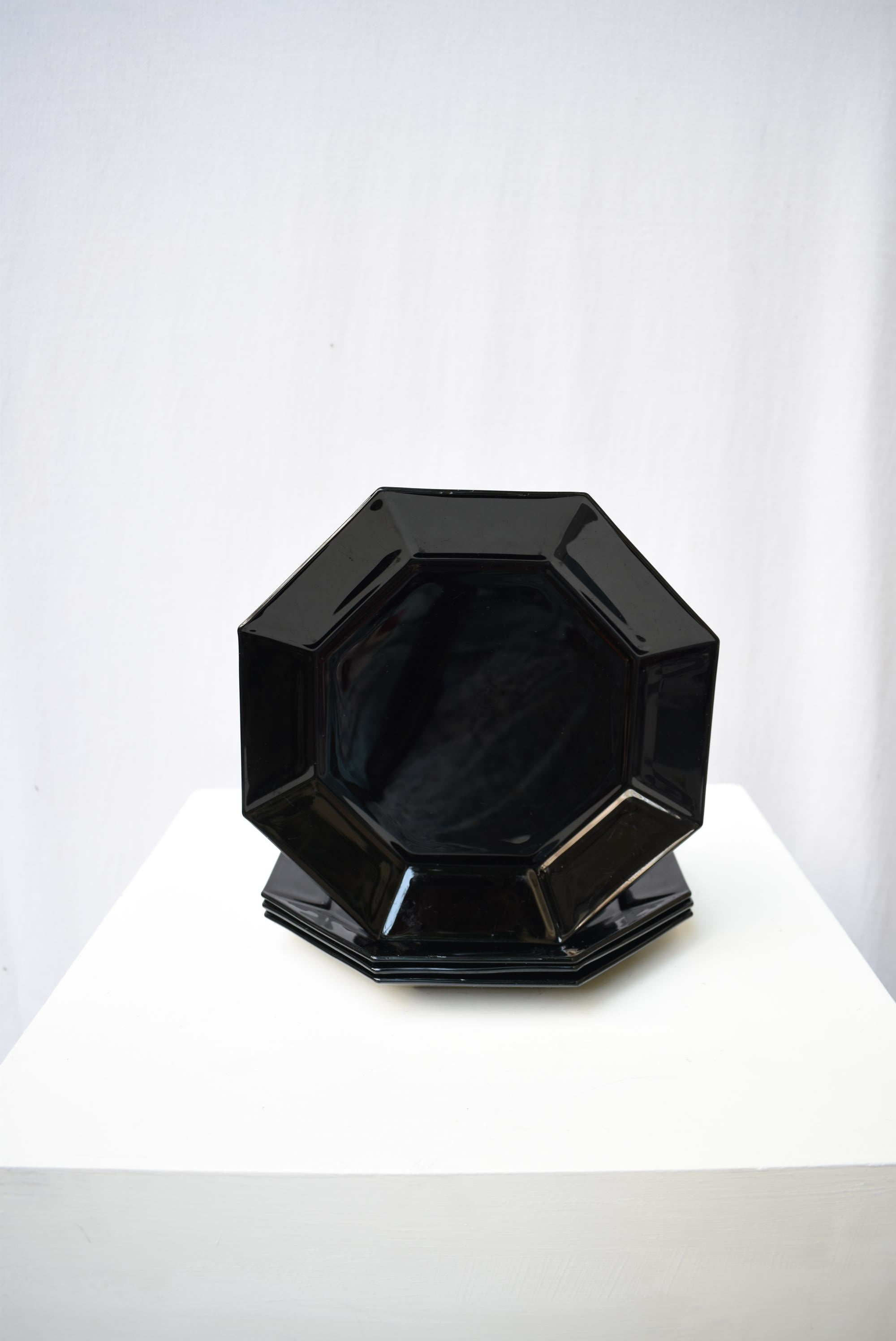 Mid Century Octagonal Black Dinnerware
