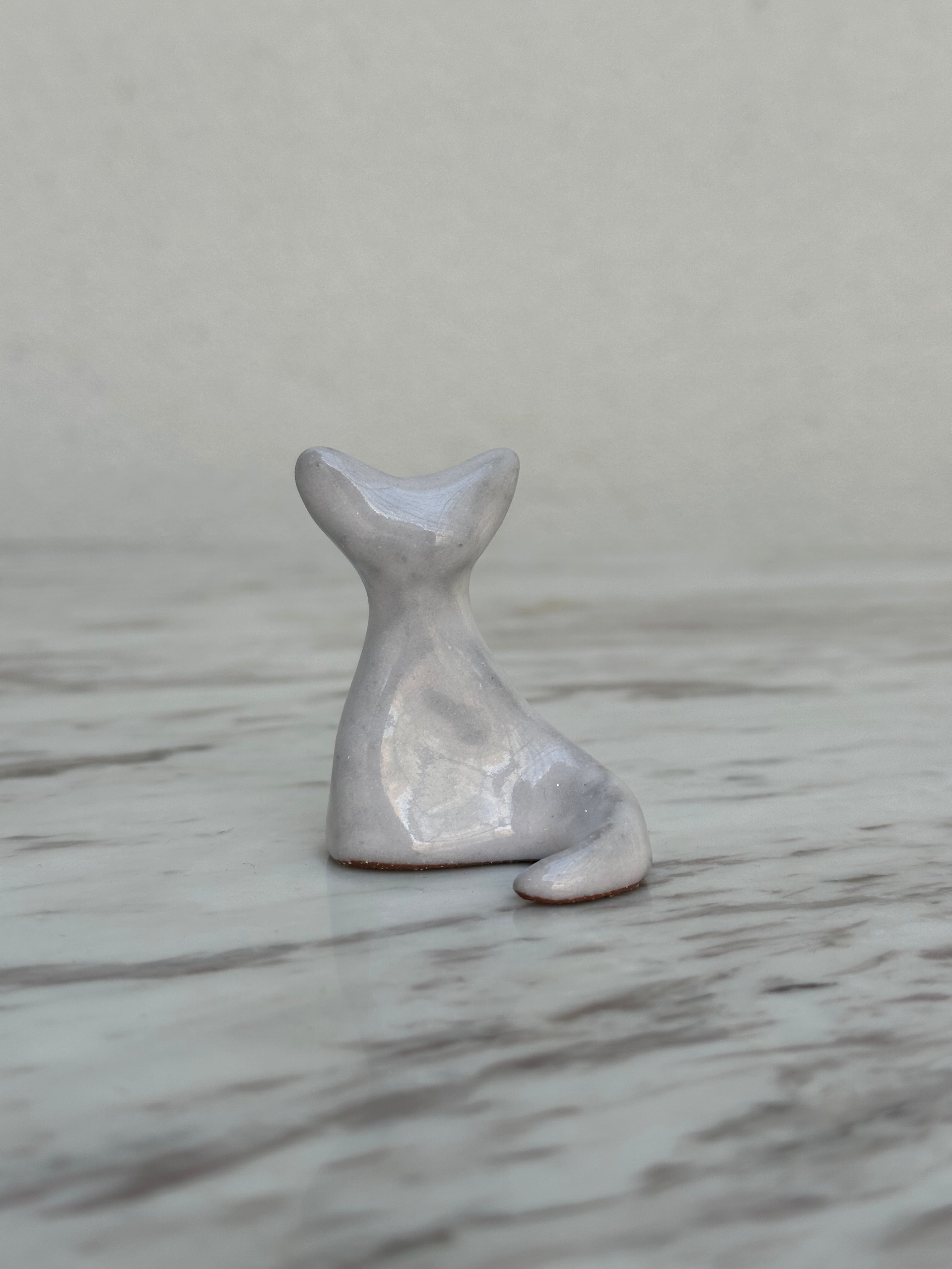 Ceramic Cat Figurine - small - white