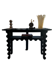  Black Wood and Leather Console