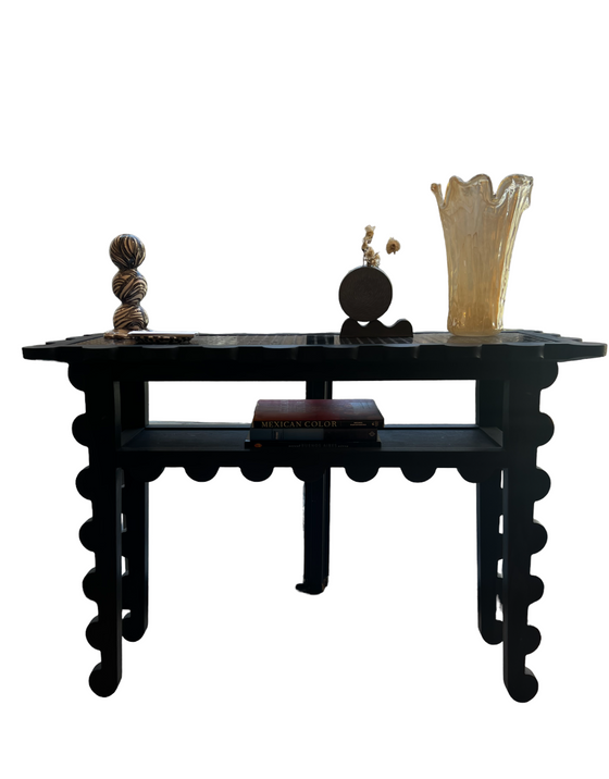 Black Wood and Leather Console