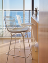Knoll Bertoia Barstool with Leather Seat Pad