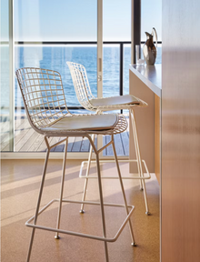  Knoll Bertoia Barstool with Leather Seat Pad