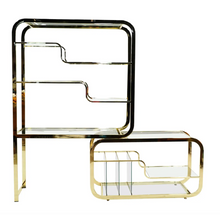  Brass and Glass Expandable Étagère in the Style of Milo Baughman