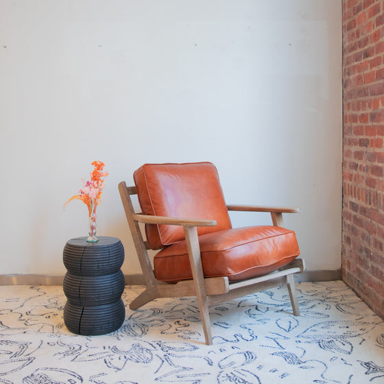 Caramel Leather Arm Chair