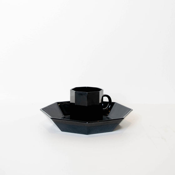 Mid Century Octagonal Black Dinnerware